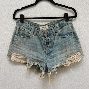 Free People - We The Free Crochet Hem Cutoff Shorts - Light Wash - Size 30